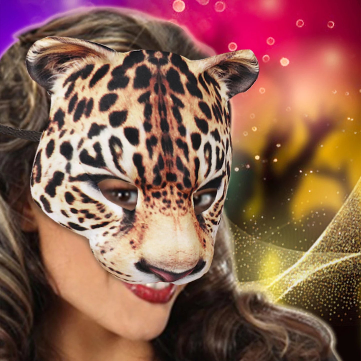 Halloween Half Face Cheetah Mask EVA Animal Costume Party Accessory for Carnival Cosplay Scarf Animal Cat Half Masks