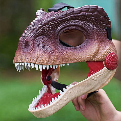 Halloween Moving Jaw Dino Mask with Dinosaur Scream 3D Dinosaur Claws Lifelike Dinosaur Mask Headwear for Carnival Party Decor