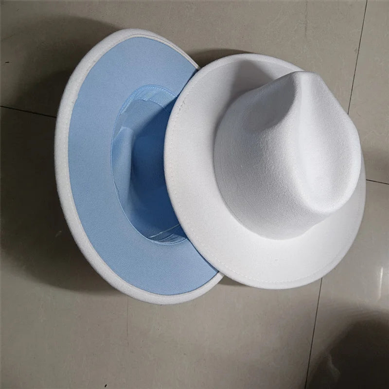 Sombreros Fedora Hat Dual Color Classic Jazz Hat Soft Fedora Hat Classic Men's and Women's Blue Jazz sombreros