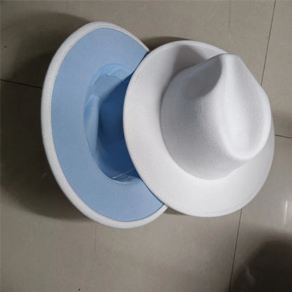 Sombreros Fedora Hat Dual Color Classic Jazz Hat Soft Fedora Hat Classic Men's and Women's Blue Jazz sombreros