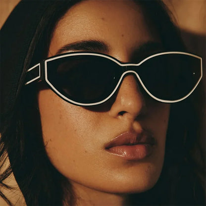 QVQV Luxury Brands Cat Eye Sunglasses Woman 2026 New Vintage Polygon Sun Glasses Man Travel Beach Eyewear Trendy Shades Female