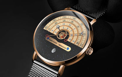 Unique Business Men Watch Fashion Auto Date Stainless Steel Strap Quartz Wristwatch Man Gifts For Him Calendar Clock