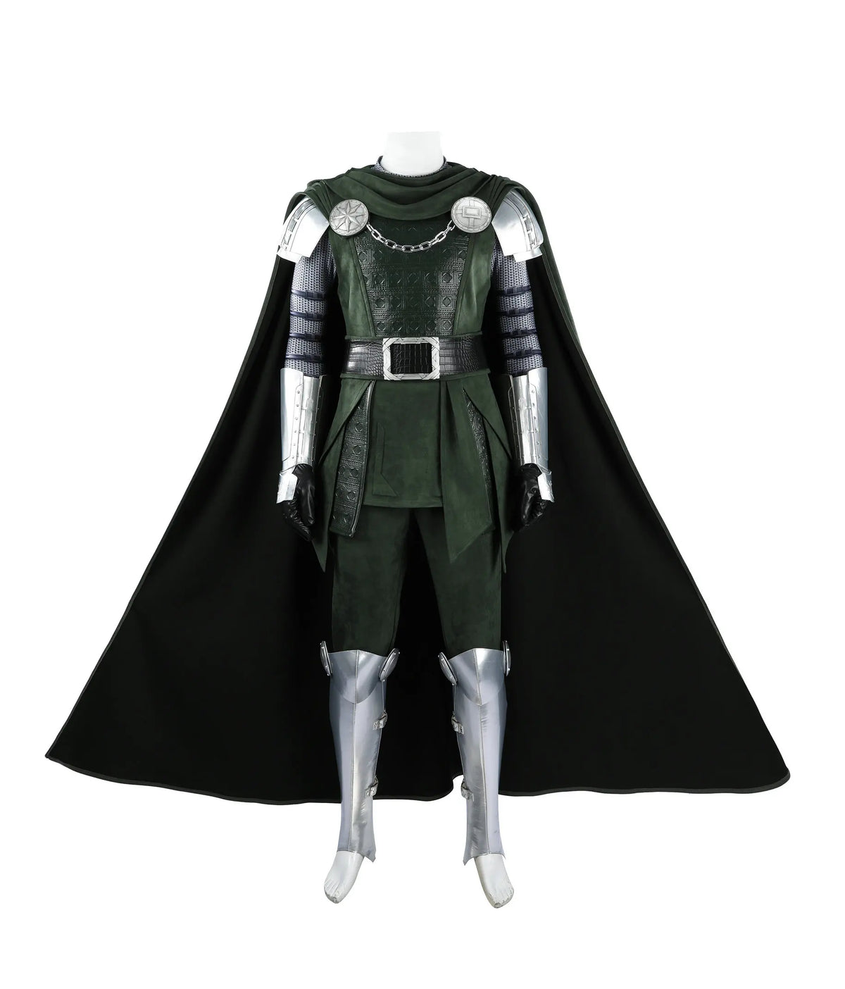 Doctor Doom Cosplay Costume Green Suits Silver Mask Silver Boots