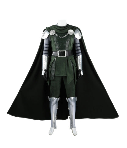 Doctor Doom Cosplay Costume Green Suits Silver Mask Silver Boots