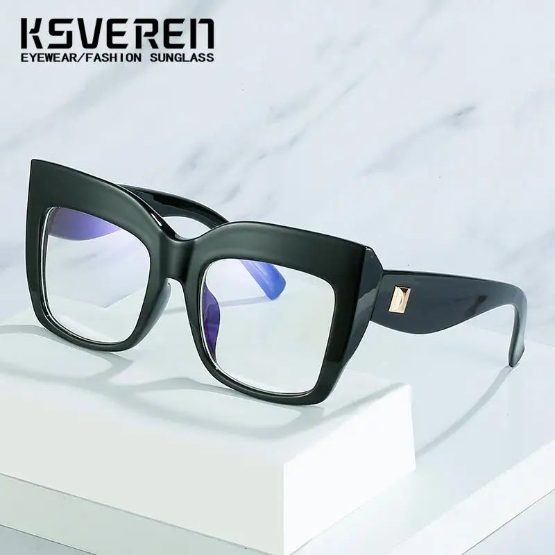 Square Anti Blue Light Reading Glasses Optical Lenses Prescription Glasses Frame Women Large Frame Cat Eye Presbyopic Glasses