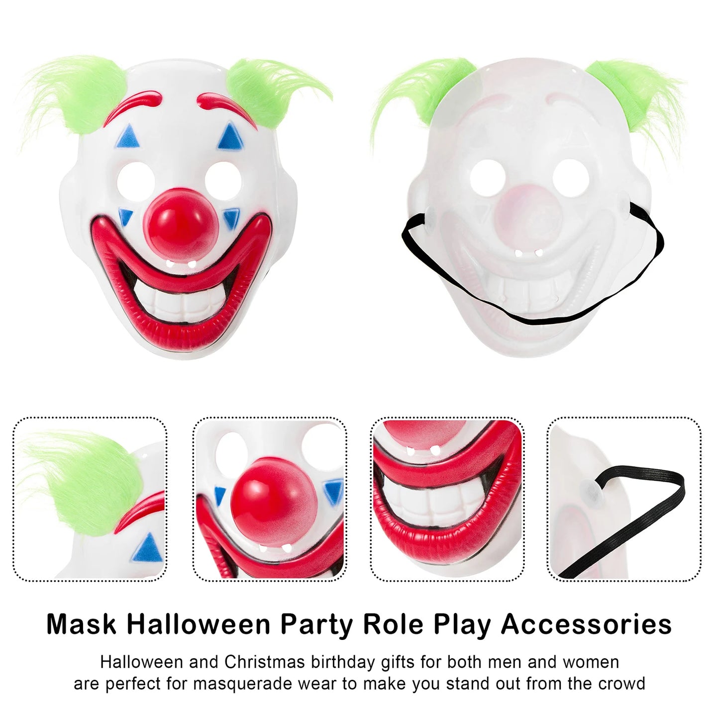 2025 Halloween Wig Clown Facewear Halloween Cosplay Horror Facewear Masquerade Scary Face Protector Party Props Party Masks