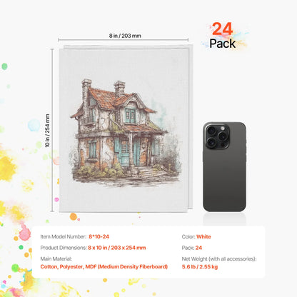 SucceBuy Canvas Boards Painting White Canvases Painting Canvas Panels Sketching Acrylic Oil Painting Watercolor Paint Canvas