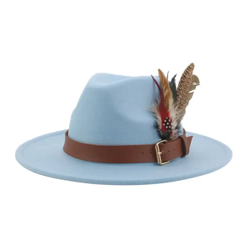 Hat Fedoras Winter Women Hats Men Felt Hat Feather Luxury Fashion Casual Wedding Decorate Men Women Fedora Chapeau Femme Bonnet