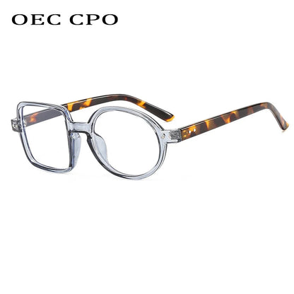 OEC CPO Square Glasses Women Men Fashion Clear Glasses Optical Eyeglasses Frame Personality Round Transparent Lens Spectacle