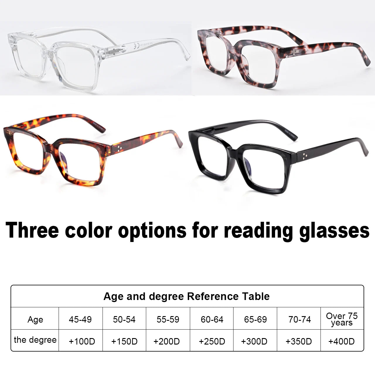 1pc Fashion Square Reading Glasses for Men Women Large Frame Presbyopia Eyeglasses High-definition Eyewear Paerde