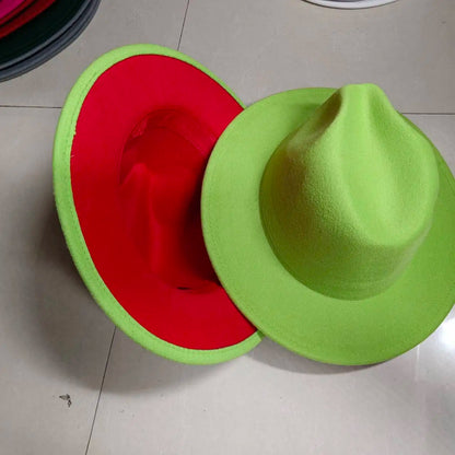 Sombreros Fedora Hat Dual Color Classic Jazz Hat Soft Fedora Hat Classic Men's and Women's Blue Jazz sombreros