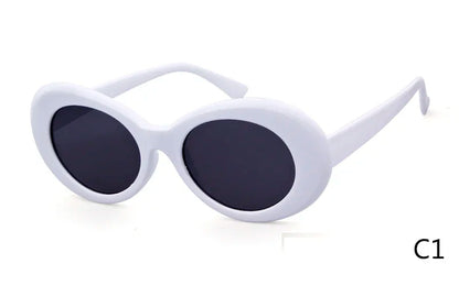 WHO CUTIE 2024 Goggles Oval Sunglasses Men Women Brand Designer 90S Colorful Retro Round Frame Kurt Cobain Shades Sun Glasses UV
