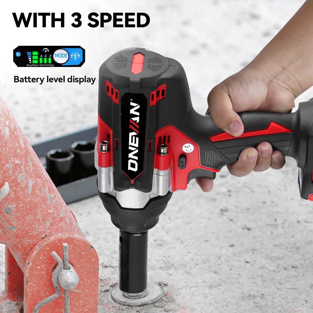 ONEVAN 1800N.M Brushless Electric Impact Wrench 1500W Cordless Handheld Screwdriver Drill Power Tool For Makita 18V Battery Pin