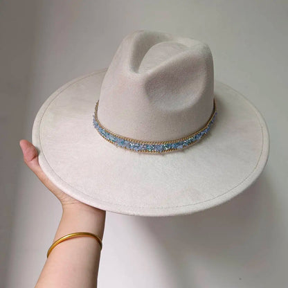 Women's suede 10cm wide Brim Fedora hat Men's autumn and winter felt jazz hat Classic suede Fedora Sombrero