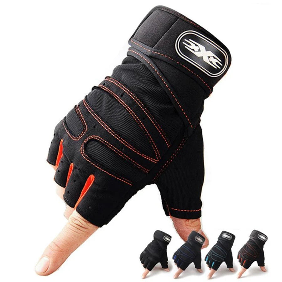 Workout Gloves for Men Women Half Finger Glove with Wrist Wrap for Sport Weight Lifting Training Bicycle Motorcyclist Gym Glove
