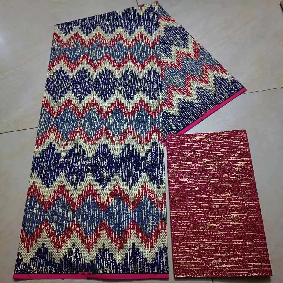 KENTE 4+2YARD 2024 Latest Design 6 Yards/lot African Fabric Gold Powder Ankara 100% Cotton Farbic For Sewing Wax Print Fabric