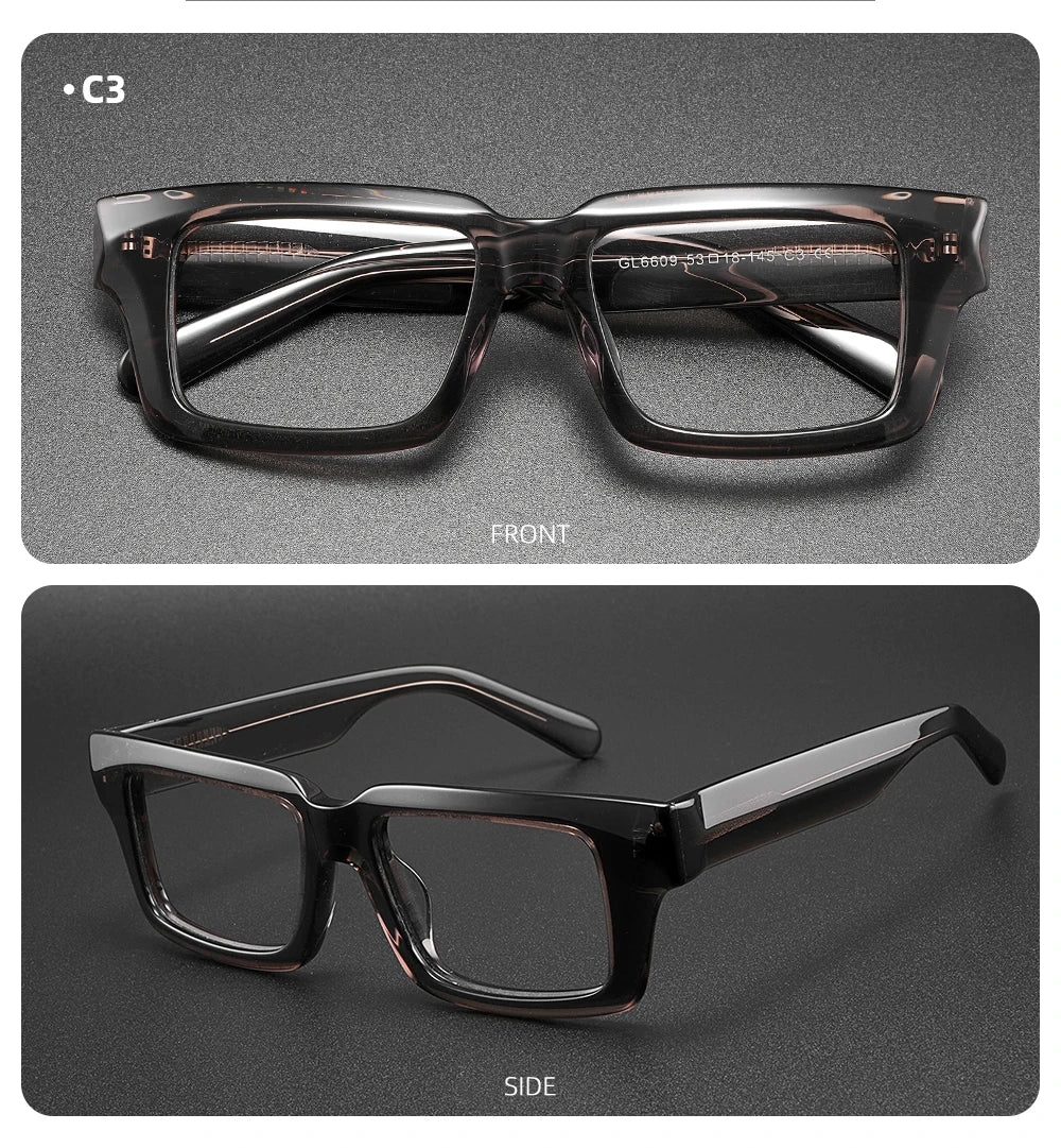 Thicken Acetate Glasses Frame Men Women Vintage Square Myopia Prescription Eyeglasses Frame Reading Glasses Luxury Brand Eyewear