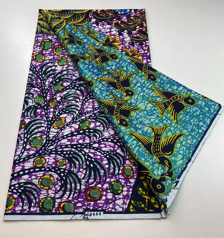100%Certified Grand Super African Wax Nigerian GlitterGlam Gold Embellished Ankara Wax Printed Fabric Real Original For Sewing