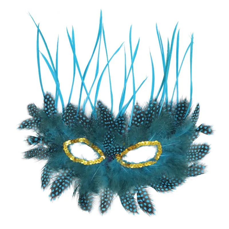 Gold Ostrich Feathers Carnival Mask Men Women Masquerade Eye Masks Venetian Cosplay Props Halloween Carnival Party Face Masks