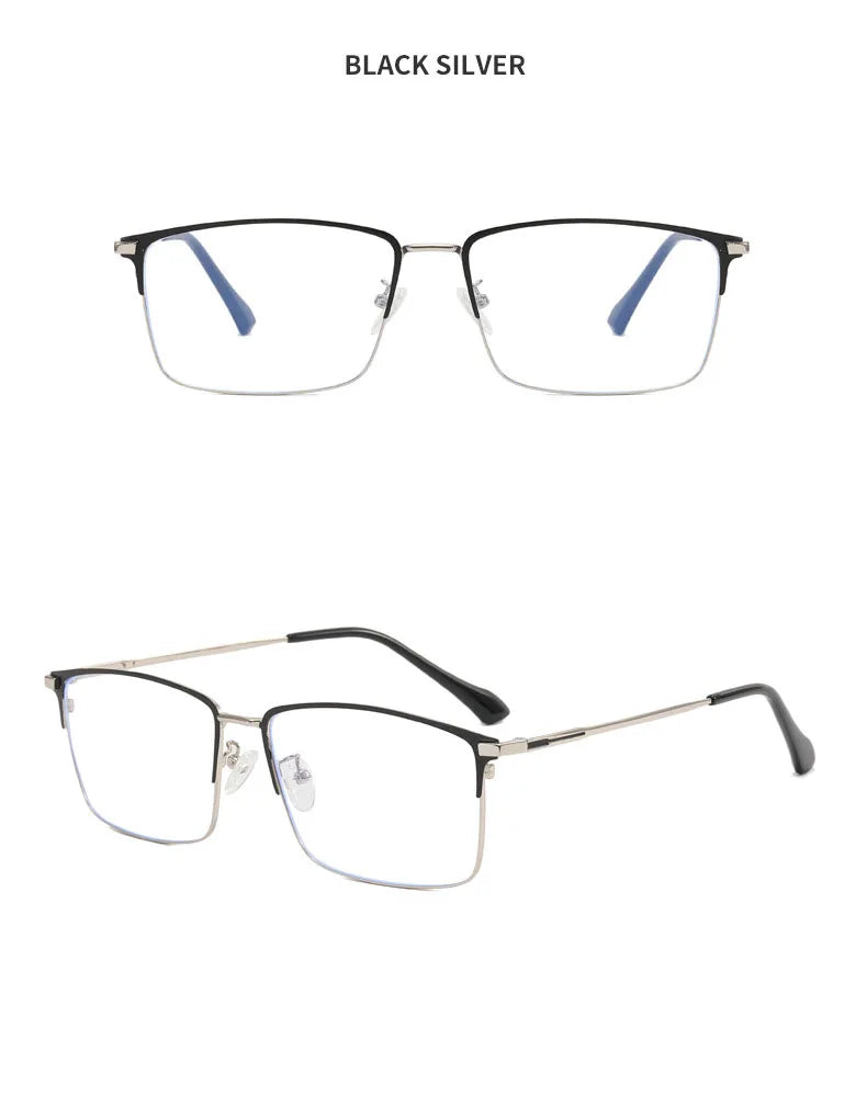 157mm Titanium Alloy Anti Blue Light Square Reading Glasses Men Business Big Presbyopic Glasses Clear Lens Prescription Eyewear