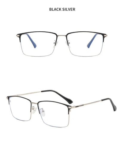 157mm Titanium Alloy Anti Blue Light Square Reading Glasses Men Business Big Presbyopic Glasses Clear Lens Prescription Eyewear