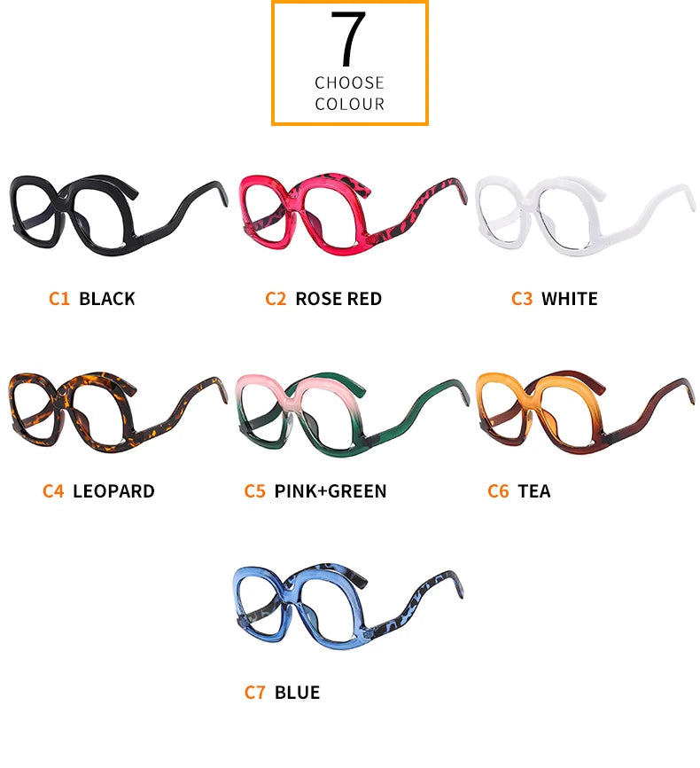 Fashion Unique Oval Blue Light Blocking Glasses Frame Women Large Colorful Gradient Eyeglasses Luxury Designer Reading Glasses