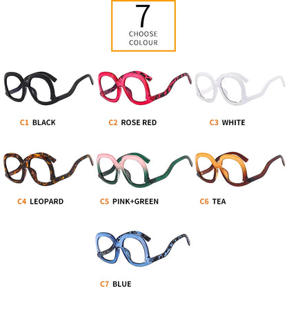 Fashion Unique Oval Blue Light Blocking Glasses Frame Women Large Colorful Gradient Eyeglasses Luxury Designer Reading Glasses