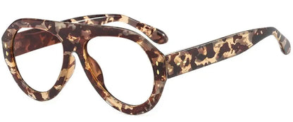 Trendy Oversized Pilot Reading Glasses Women Men Flower Brown Vintage Eyeglasses New Clear Blue Light Glasses +1.25 +1.5 +6