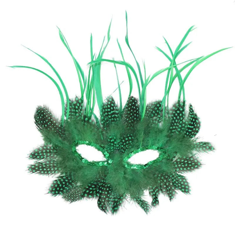 Gold Ostrich Feathers Carnival Mask Men Women Masquerade Eye Masks Venetian Cosplay Props Halloween Carnival Party Face Masks