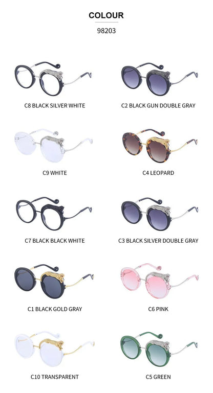 Oversized Round Sunglasses Women Big 2026 Luxury Brand Crystal Leopard-Shaped Sun Glasses for Ladies Anti Blue Light Eyeglasses