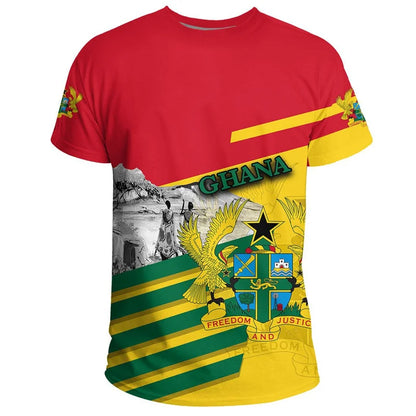 African Ghana T-shirt Fashion 3D Printed Coat Of Arms T Shirts For Men Casual Round Neck Tees Summer Sports Tops Short Sleeves
