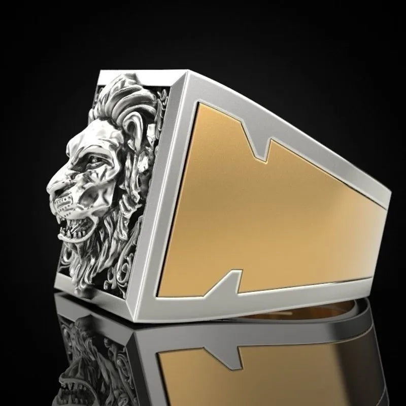 Hot Selling Lion Two-Piece Ring, Retro Creative Fashion Ring for Men