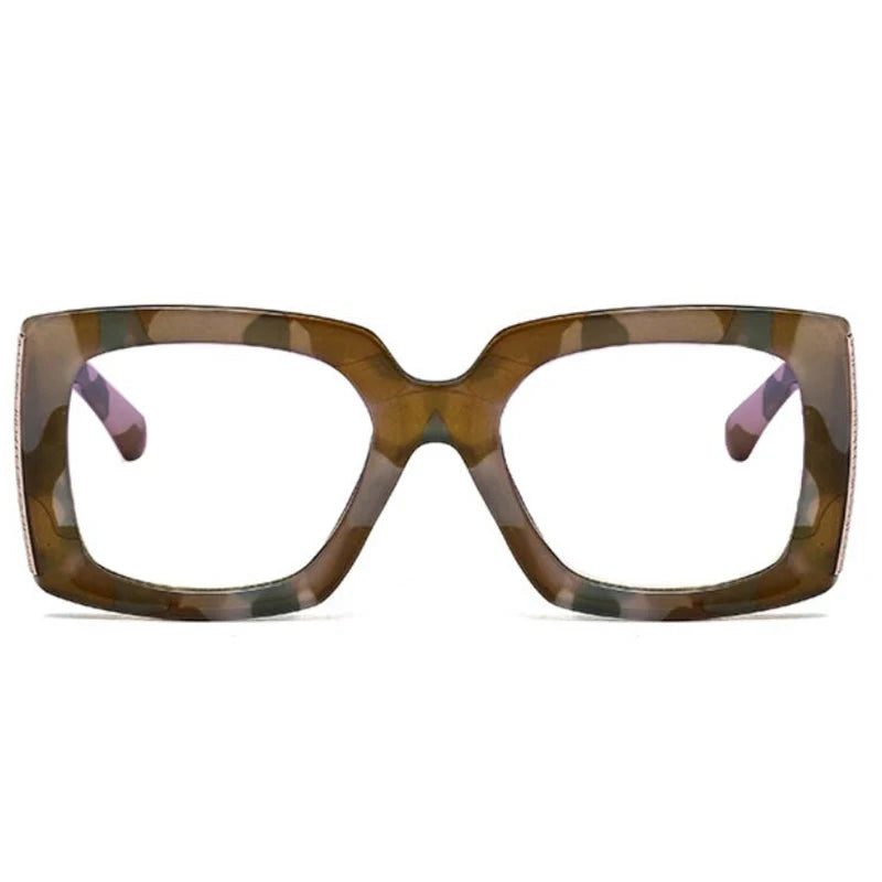 Retro Oversized Reading Glasses Women Men Luxury Brand Green Flower Square Computer Glasses Anti Blue Light Elderly Eyeglasses