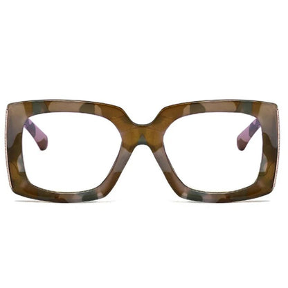 Retro Oversized Reading Glasses Women Men Luxury Brand Green Flower Square Computer Glasses Anti Blue Light Elderly Eyeglasses