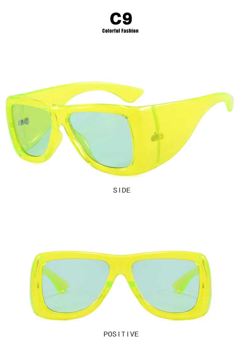 QVQV Trendy Oversized Square Sunglasses Women Men Luxury Brand Original Thick Frame Sunglasses Retro Outdoors Driving Shades