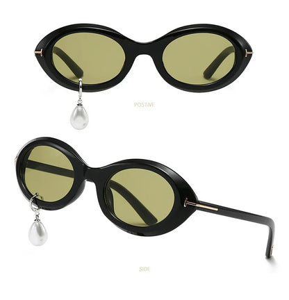 Pearl Diamond  DIY Tear Sunglasses for Women Small Frame Cat Eye Fashion Forward Mermaid Tear Aviator Eyewear