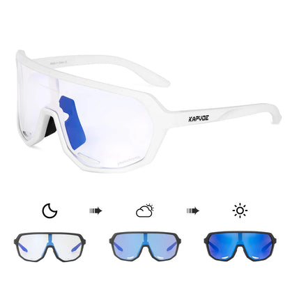 KAPVOE Photochromic Cycling Glasses Sports Sunglasses for Men Women UV400 Protection Bicycle MTB Mountain Bike Sunglasses