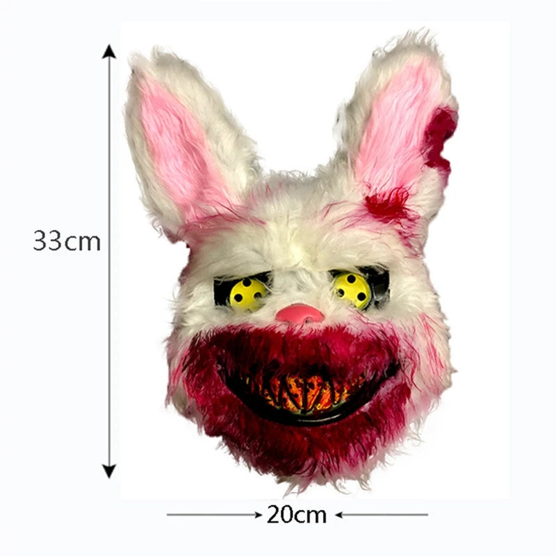 Evil Blood Bunny Plush Mask Halloween Scary Bear Bunny Mask Mardi Gras Halloween Party Role Play Dance Masquerade Mask
