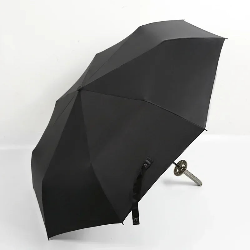 Folding Ninja Sword Umbrella Windproof UV Block Parasol Demon Slayer Real Japanese Katana Samurai Sabre Umbrella Black Parasol