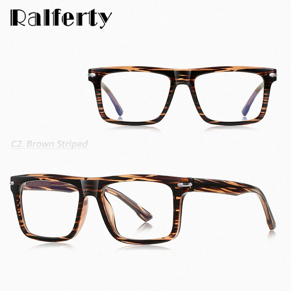 Ralferty TR90 Eyeglass Frames Men Square Business Prescription Glasses Anti-glare Blue Light Glasses Myopia Optic Frame 2025 New