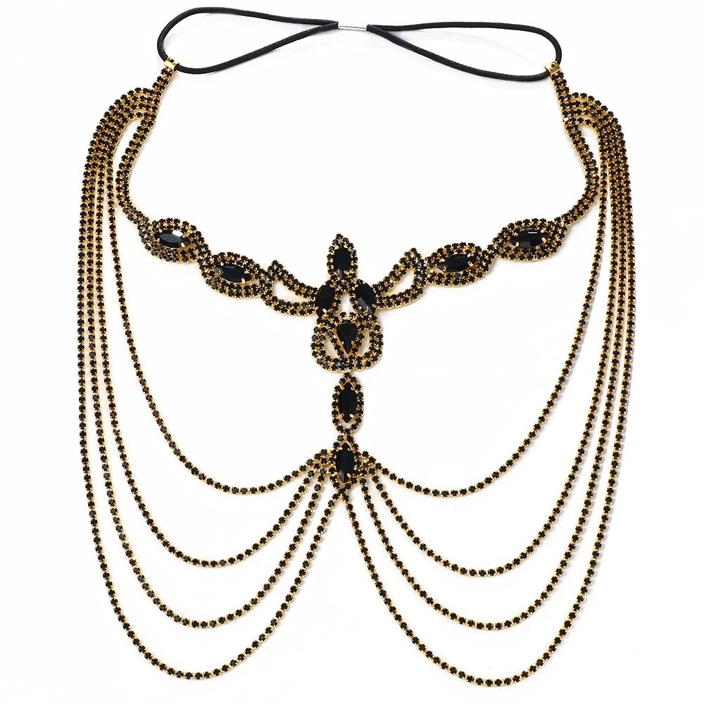 Stonefans Black Layered Mask Full Face for Women Sexy Jewelry Costume Hair Carnival Club Disguise Rave Accessories Cosplays Gift