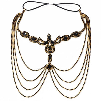 Stonefans Black Layered Mask Full Face for Women Sexy Jewelry Costume Hair Carnival Club Disguise Rave Accessories Cosplays Gift