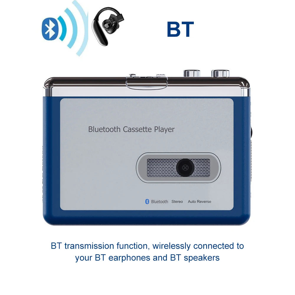 Portable Bluetooth Cassette Player,Tape Player Bluetooth Output to Headphone/Speaker,Walkman Portable Cassette Tape Player