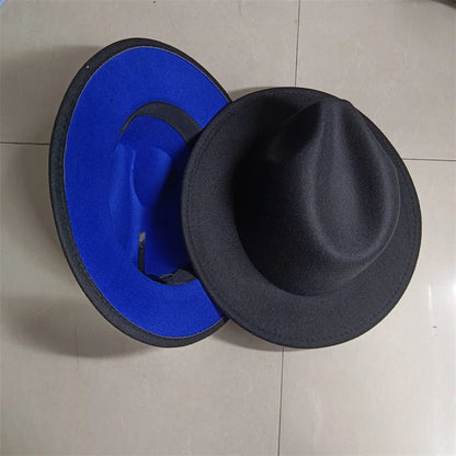 Sombreros Fedora Hat Dual Color Classic Jazz Hat Soft Fedora Hat Classic Men's and Women's Blue Jazz sombreros