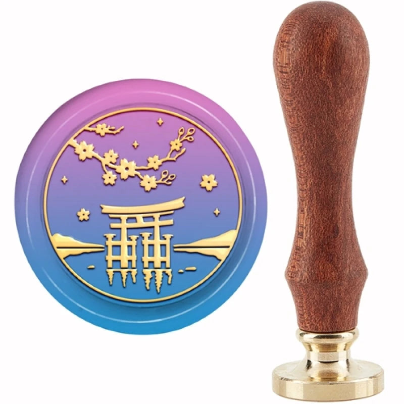 1Set Tree of Life Wax Sealing Stamp Vintage Plant Wax Seal Stamp with 30mm Brass Head and Wooden Handle for Envelopes Photo