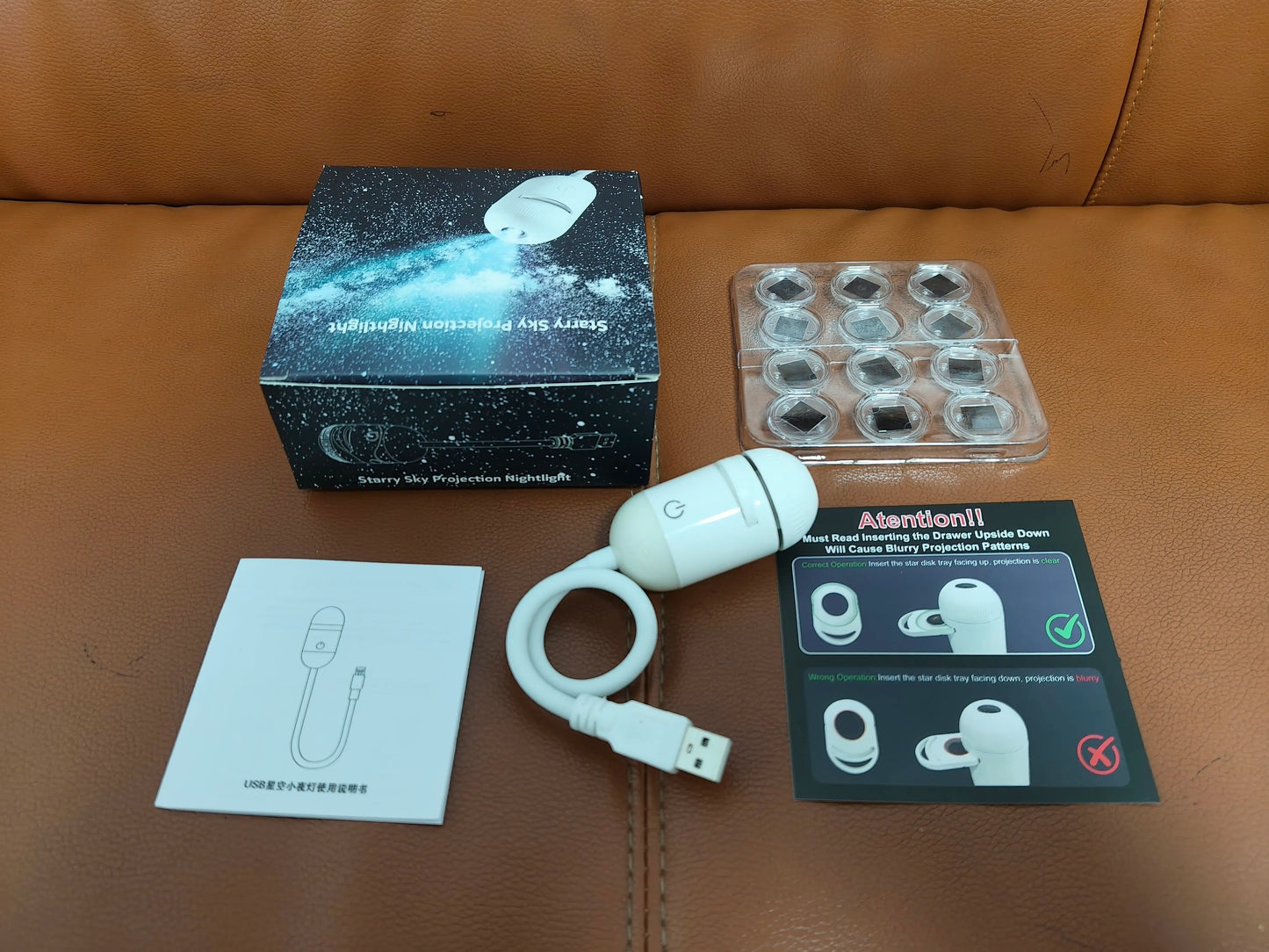 30 Projection Slides 2-in-1 Mini USB Galaxy Star Projector Night Light – Starry Sky Ambient Lamp for Bedroom Sleep & Decoration