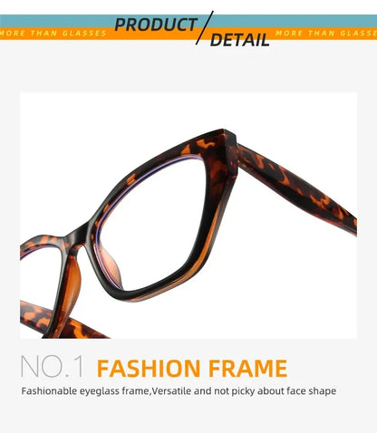 Luxury Brand Designer Women Fashion Cat Eye Anti Blue Light Glasses Double Color Large Frame Lady's Prescription Eyewear Frames