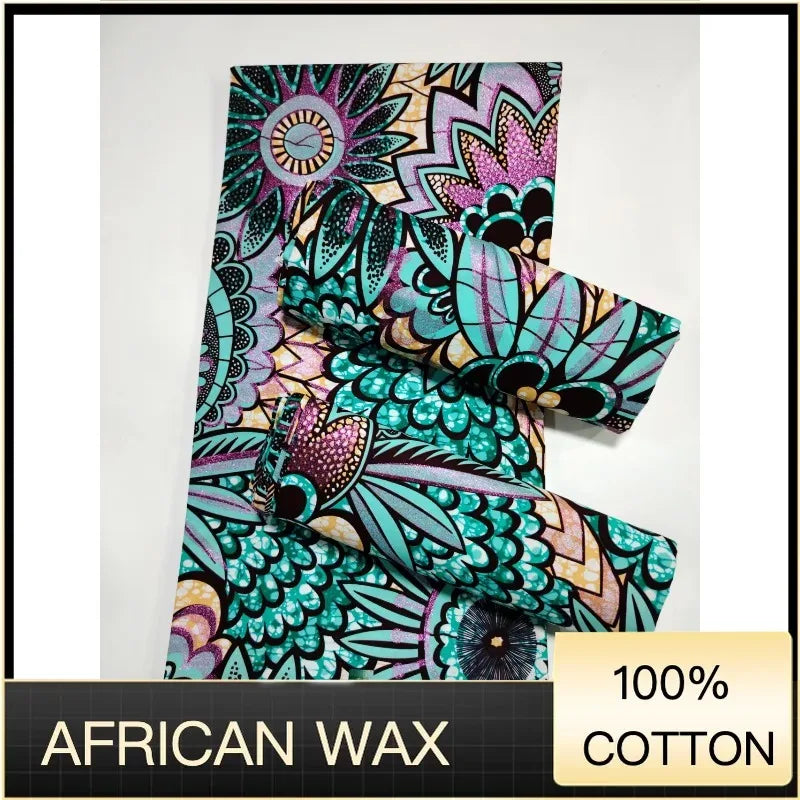 Soft Pagne 100%Cotton Gold Print Fabric African Real Wax Fabric High Quality Nigeria Ankara Grand  Fabric