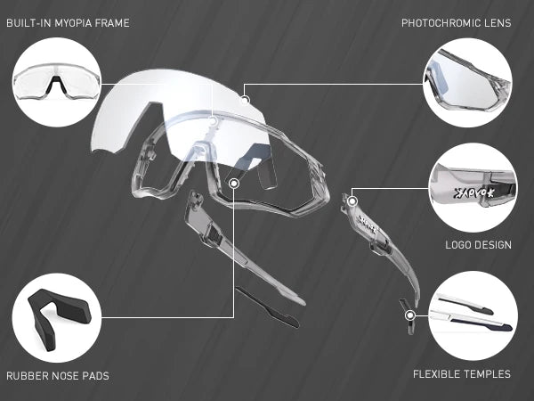 Kapvoe New Outdoor Photochromic Cycling Sunglasses Men Women Road Mountain Bike Bicycle Cycling Glasses Sport Running Eyewear