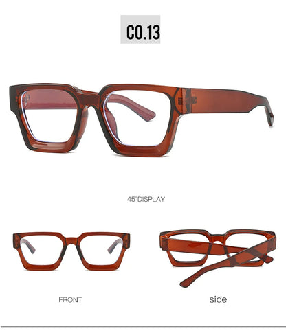 Oversized Square Reading Glasses For Women Brand Designer Blue Light Blocking Eyeglasses Green Leopard Prescription Glasses Men